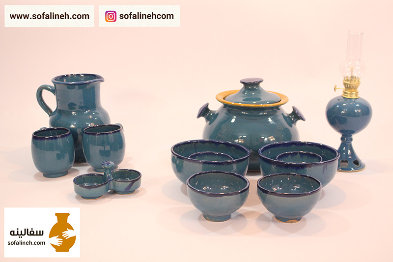 سرویس دیزی خوری دو نفره سفالی فیروزه