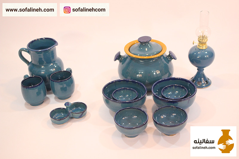 سرویس دیزی خوری دو نفره سفالی فیروزه