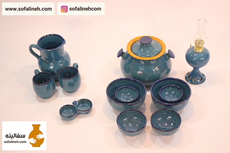 سرویس دیزی خوری دو نفره سفالی فیروزه