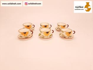 فنجان و نعلبکی گل آفتابگردان زرد بسته شش عددی